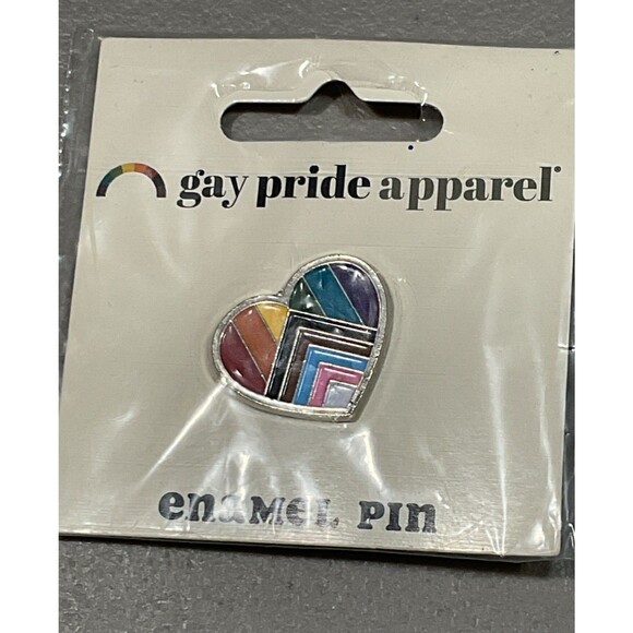 Rainbow Pride Metal And Enamel Heart Shape Pin - Picture 1 of 2
